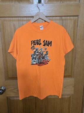 Pearl Jam Orange Halloween Graphic Crewneck Band T‑Shirt Size M